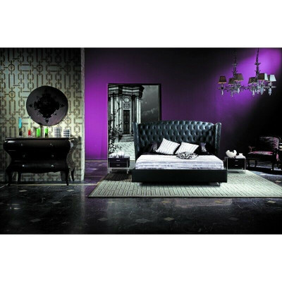 Luksusa dizainera gulta Chesterfield ādas gulta gulta guļamistabā laulībai