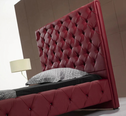 Dizainera gulta Chesterfield ādas viesu gulta luksusa divvietīgā guļamistabā