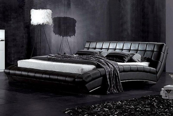 Gulta gultiņas jumts divi laulība greznība āda moderns dizains guļamistaba