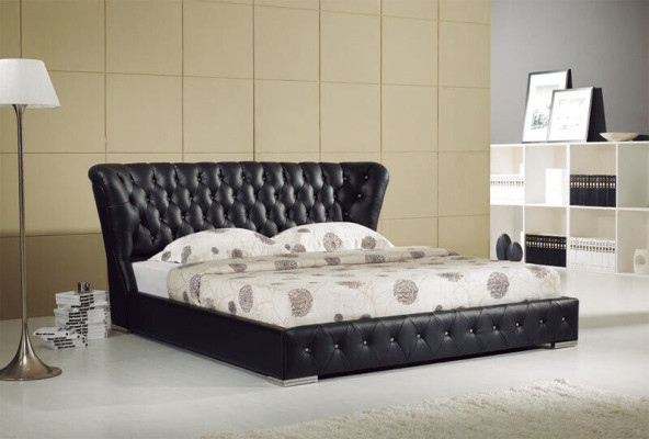 Dizainera gulta Chesterfield no ādas viesnīcas divguļamās luksusa guļamistabas gultas.