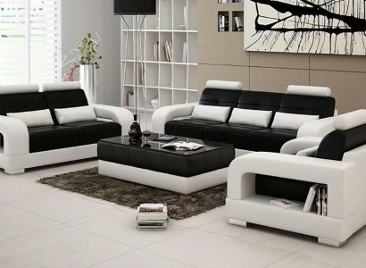 Ādas dīvāns Dīvāns Sofa komplekts 3+2 Komplekts Dizaina Moderns dīvāns 3-vietas garnitūra