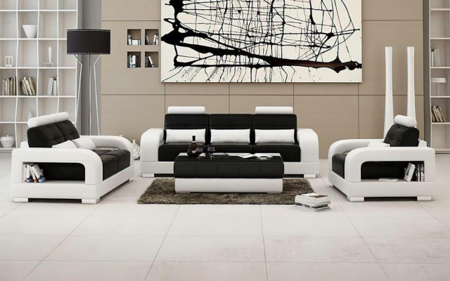 Ādas dīvāns Dīvāns Sofa komplekts 3+2 Komplekts Dizaina Moderns dīvāns 3-vietas garnitūra