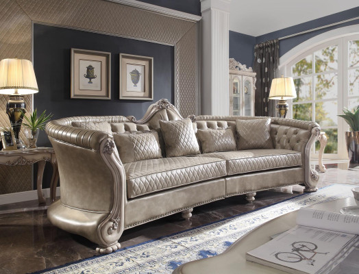Liela XXL dīvāna gulta (sofa) klasiskā mēbeļu auduma dīvāns ar četrām vietām baroka stilā.