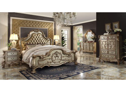 Gultas 2x naktsstāvus 3 d. guļamistabas komplekts dizainera luksusa gultas Chesterfield.