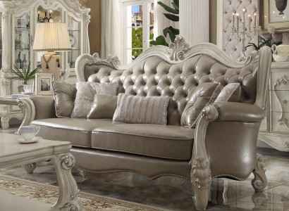  Drejošā vieta 3 osobu atpūtas sofa Lounge sofa ar audekla polsteru un ādas detaļām.