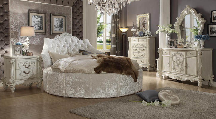 Apļa veida samta gulta Chesterfield luksusa apdare Ārvalstu tekstila viesnīcas gultas.