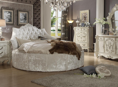 Apļa veida samta gulta Chesterfield luksusa apdare Ārvalstu tekstila viesnīcas gultas.