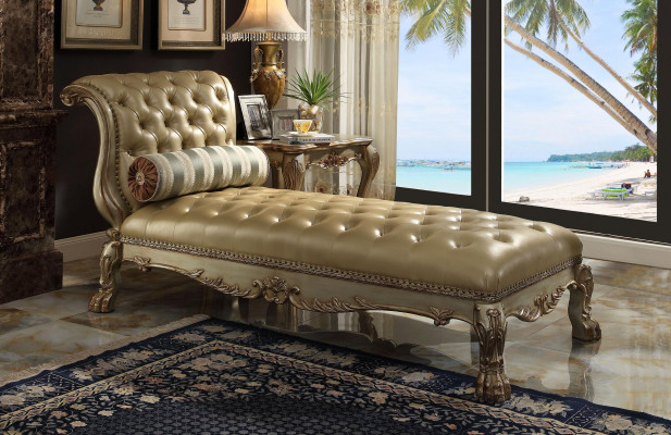 Chaiselongues Chesterfield gulta Chaise ādas dīvāns Zelta gultas Chsterfield
