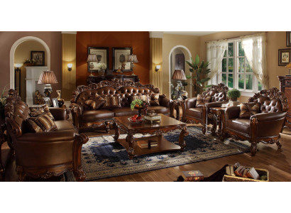 Sofas komplekts 3+4 sēdvietas dizaina dīvāniem ādas 2 gab. Chesterfield