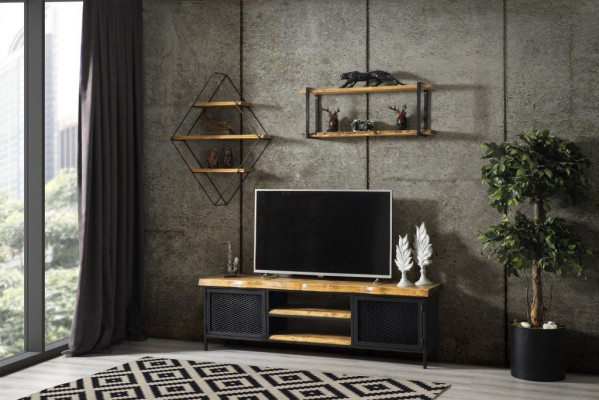 Pionierlaiku mēbeļu skapis Sideboard koksnes rtv Lowboard plaukts 3 gab. komplekts