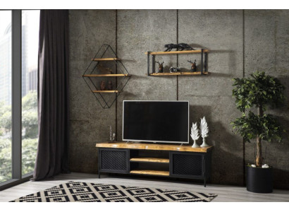 Pionierlaiku mēbeļu skapis Sideboard koksnes rtv Lowboard plaukts 3 gab. komplekts