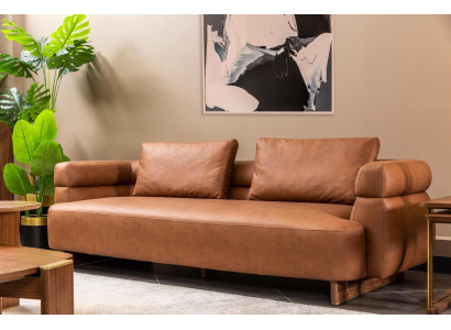 Trīsēdvietīgā sofa 3 vietu dīvāns mākslīgais bruņurupucis brūns dizains dzīvojamā istaba jauns