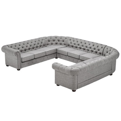 Česterfīlda dīvāns Sofa Polster Wohnlandschaft U Form Garnitur Ecksofa