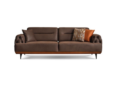 Polstersofa Trejos ar sēdvietām Dīvāns 3 sēdvietas Brūns auduma dīvāns Moderns