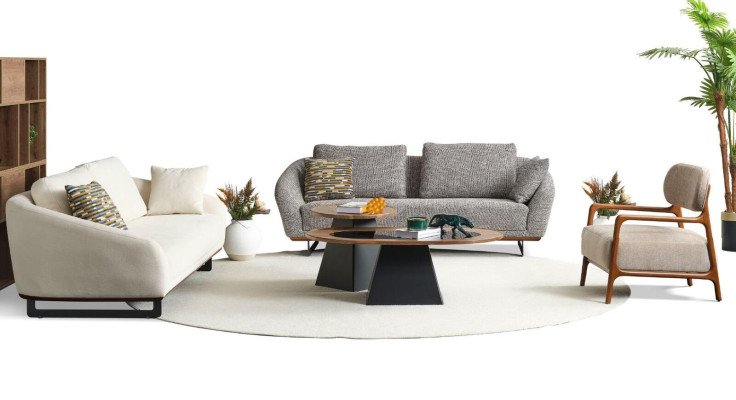 Dīvānkopplējums Trīsvietīgs Krēsls Dīvāns Apģērbs Gaiši brūns Auduma dīvāns komplekts Pelēks 3+3+1