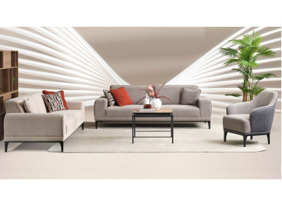 Sofas komplekts, trīsvietīgs dīvāns, vienvietīgs krēsls, auduma dīvāns, pelēks, auduma dīvāns komplekts 3+3+1