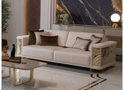 Stilīgs dīvāns 4 sēdvietām, jauna un moderna dizaina, beige krāsā ar spilveniem