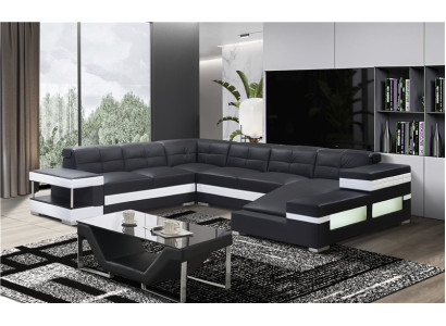 Sēdāma sofa dzīvojamās istabas apjomā U formas stūra dīvāns garnitūra polster BIG XXL dīvāns.