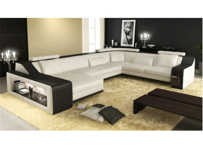 Stūra dīvāns Dīvāns Dzīvojamā zona U formas Polster Sofa Ādas dīvāns Dīvāni Ādas dīvāni Jauns