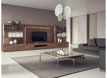 Dzīvojamā istabas mēbeļu komplekts 4 gab. TV statīvs 2 grāmatplaukti koka mēbeles TV rāmis Komplekts