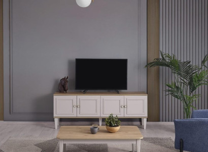 TV stendu skapis RTV Lowboard Dzīvojamais Griestu Griesti Koks Sideboard Moderns
