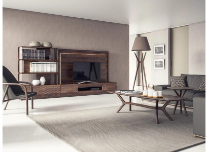 Luksusa dzīvojamā istaba Dzīvojamā istaba Sienas kabinets TV statīvs Koka mēbeles Grāmatplaukti Jauns TV rāmis