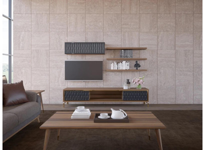 Pilna dzīvojamā sienas skapis no koka mēbeļu moderns komplekts 5 gab. 3 jaunas sienas plaukts.