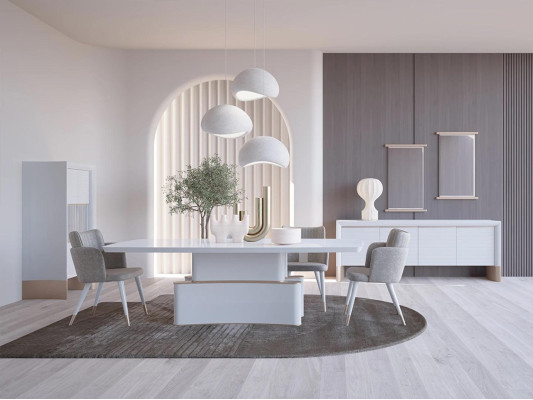 Dizaina ēdamistabas komplekts 7 gab Esstisch Modern Sideboard Baumkasten Neu Vitrine