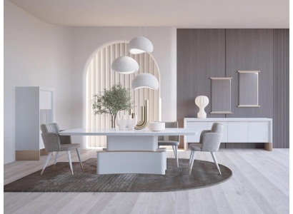 Dizaina ēdamistabas komplekts 7 gab Esstisch Modern Sideboard Baumkasten Neu Vitrine