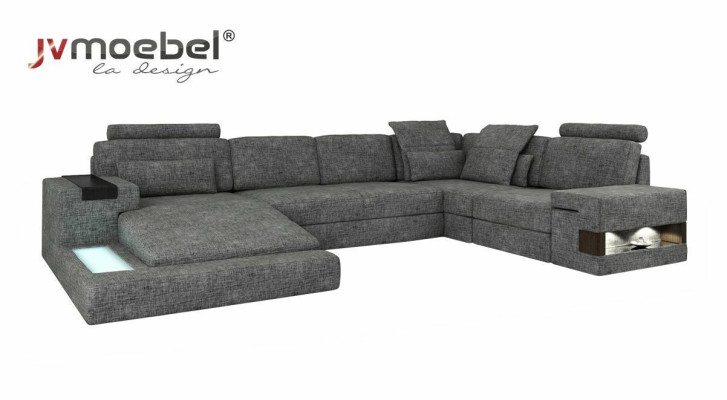 Ecksofa U-Form Dizaina Mūsdienīga Sofa Couchen Tekstila Dīvāns Dzīvojamās Istabas Apgaismojums Jauns