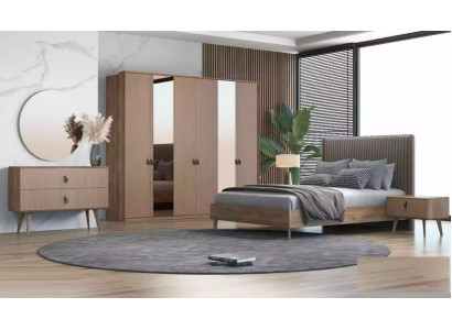 Set gultas 2x naktsmēbeles grima galds guļamistabai 6 daļas Moderns dizains