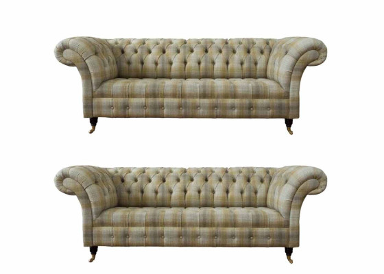 Dizainera Chesterfield dīvāngarnitūras dīvāns gultas sofas polster set 3+3 vietu.