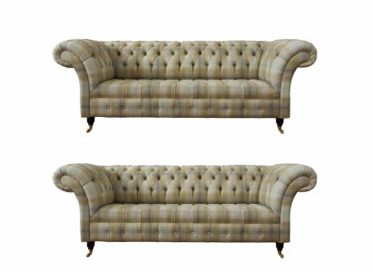Dizainera Chesterfield dīvāngarnitūras dīvāns gultas sofas polster set 3+3 vietu.