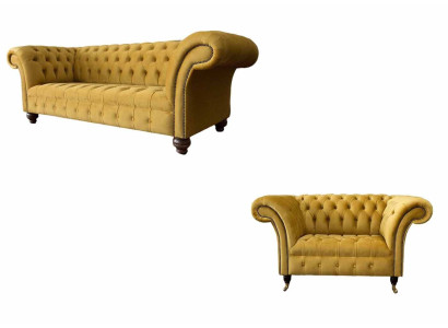 Chesterfield dīvāngarnitūra 2+1 sēdvietu dizaina mūsdienīga apdare