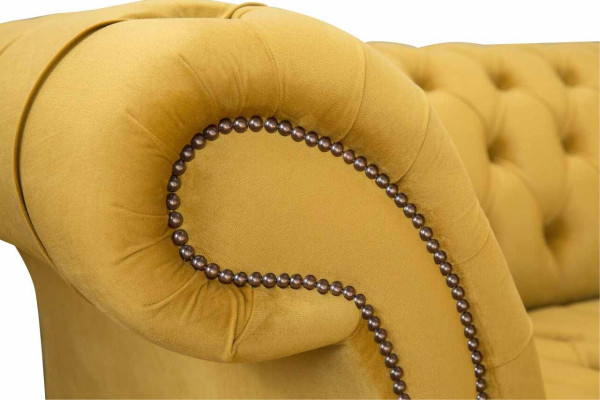 Eleganz Design dīvāns 4 vietīgs dīvāns polsterēts luksusa tekstils Česterfīldas dīvāni dzeltenā krāsā