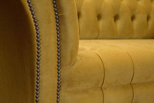 Eleganz Design dīvāns 4 vietīgs dīvāns polsterēts luksusa tekstils Česterfīldas dīvāni dzeltenā krāsā