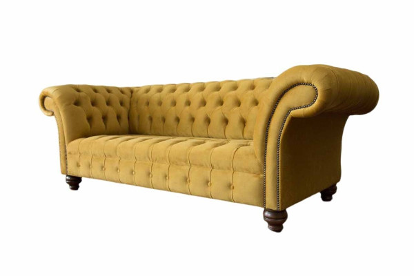 Chesterfield 3 sēdvietu dizainera dīvāns ar polsterējumu auduma dīvāniem.