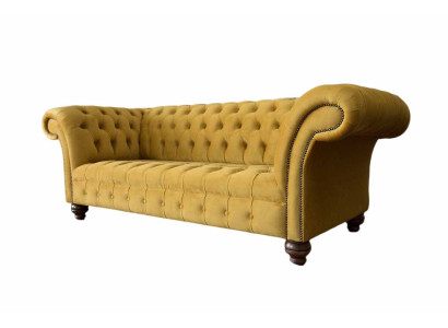 Chesterfield 3 sēdvietu dizainera dīvāns ar polsterējumu auduma dīvāniem.