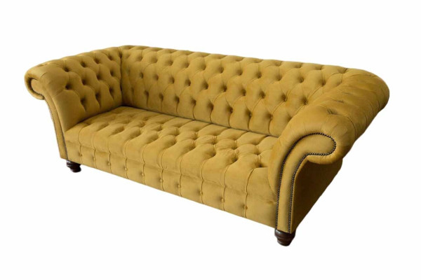 Chesterfield 3 sēdvietu dizainera dīvāns ar polsterējumu auduma dīvāniem.