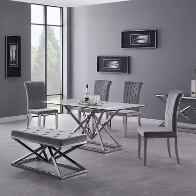 Stikla galdi Kolonnas galdi Sudraba galdi Stikla galdi Galds Luksusa mēbeles 180x90