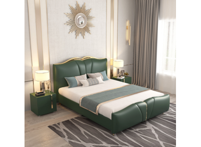 Gulta Luksusa mēbeles Gultas rāmis koka guļamistabas iekārtojums mākslīgais ādas jauns