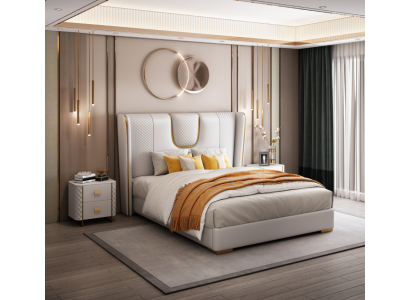 Divvietīgi viesnīcas gultas guļamistabas gultas polsterējums dizains luksusa mēbeles metāls