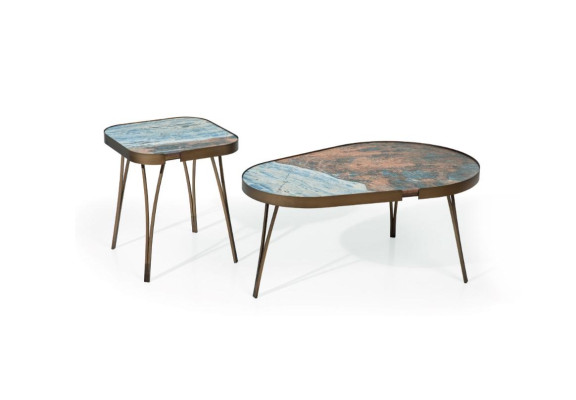 Luxur 2x galds no nerūsējošā tērauda mēbeles dzīvojamā istaba zelta stils galdi.