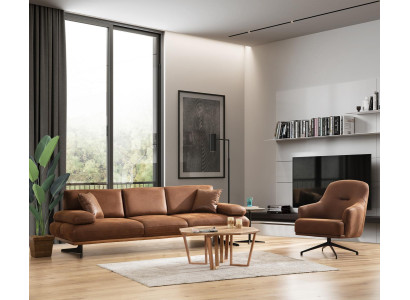 Dzīvojamā istaba komplekts 2 daļās Moderns četrvietīgs dīvāns Lux sola Mīkstais krēsls Sofa komplekts