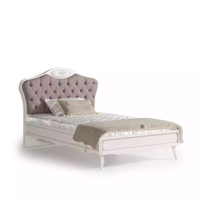 Bērnu istaba Chesterfield pusaudžu gulta gulta 100 cm komplekts 5 gab. Pelēka audums