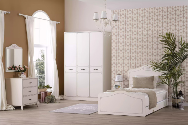Grupa Kommode ar spoguļskapi Skapis koks Kommode Sideboard Baltais Luksuss