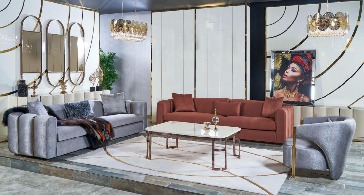 Sofasāta 3+3+1 sēdvietu dīvāns galdiņš komplekts dīvāns polster Couch 4 gab. komplekts.
