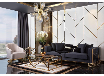 Sofa komplekts Sofa Luxus krēsls 3+1 sēdvieta galds piegulošais galds komplekts 4 gab.