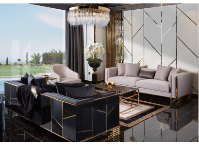 Sofas komplekts dīvāns krēsli 3+3+1-vietu galds blakusgalds komplekts 5 gab.