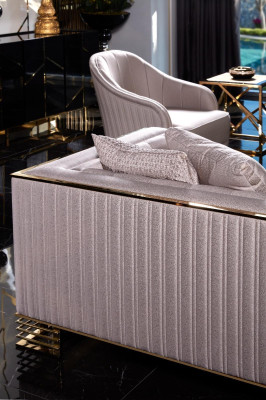Sofas komplekts dīvāns krēsli 3+3+1-vietu galds blakusgalds komplekts 5 gab.